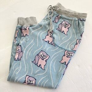 Peter Alexander / Blue Thermal pajama pants with cuddling sea otters